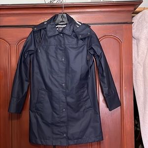 Gap Blue Snap Closure Raincoat/Slicker Lined W/Removable Hood Size XS